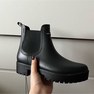Nautica Matte Black Sigrid Pull On Rubber Rain Boot NEW 9